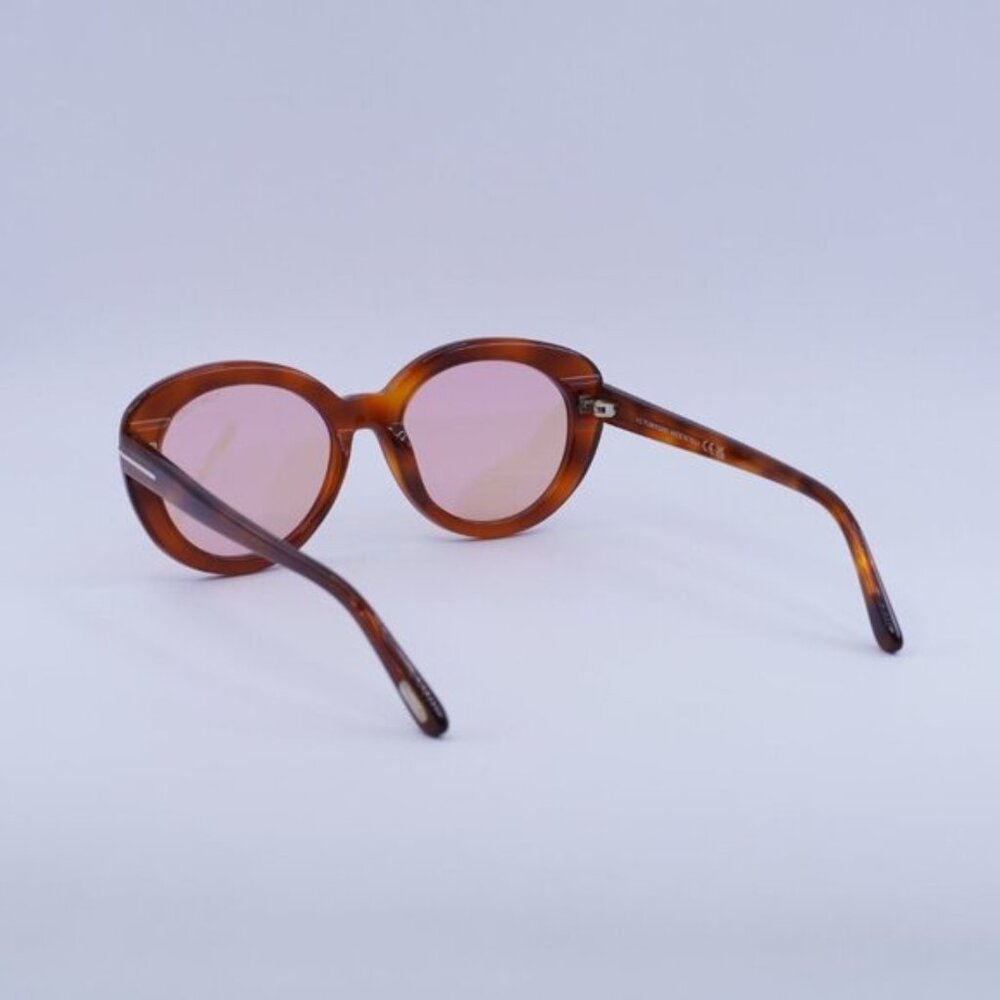 Tom Ford Lily-02 FT1009 53Y Sunglasses Havana Oval Frame, Pink Lenses - Picture 8 of 9